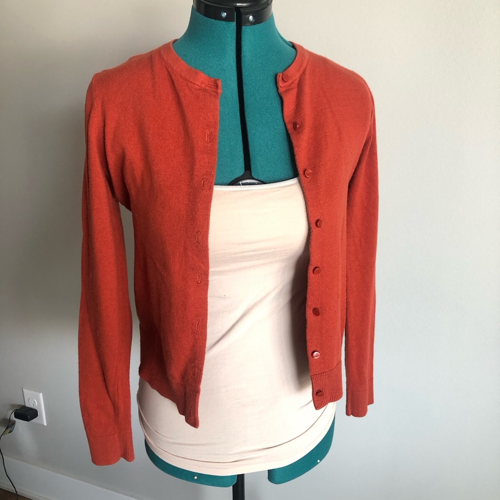 XS Ann Taylor Burnt Orange OR Green Cardigan